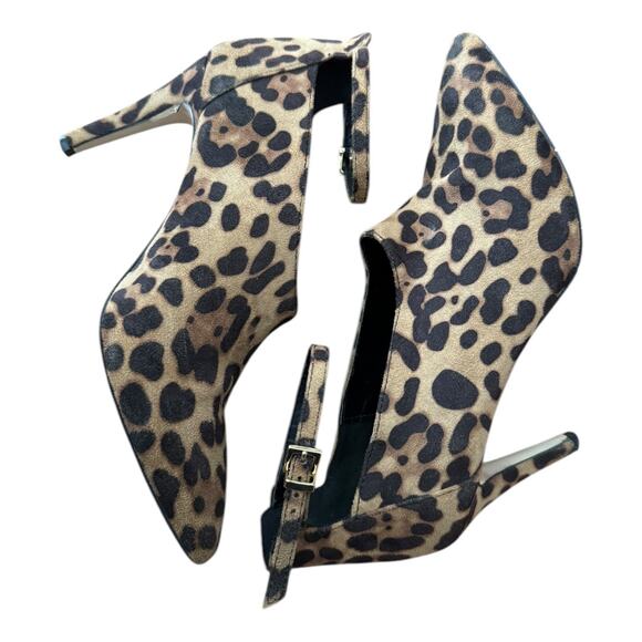 Leopard print ankle straps, stiletto heel low cut booties brown ASOS size 5 - Picture 6 of 16